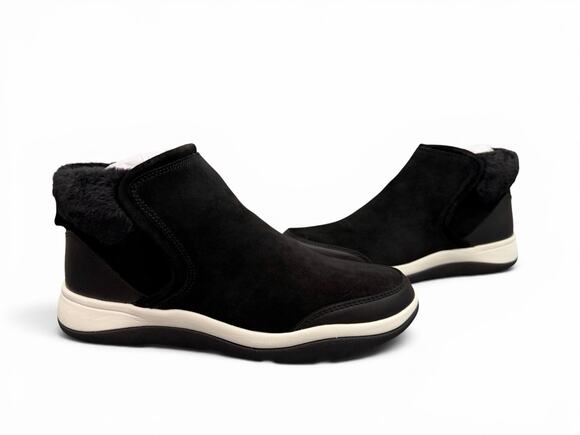 Vionic Shoes - Vionic Norwood Black Suede Leather Faux Fur Zip Ankle Boots Women’s 8.5
